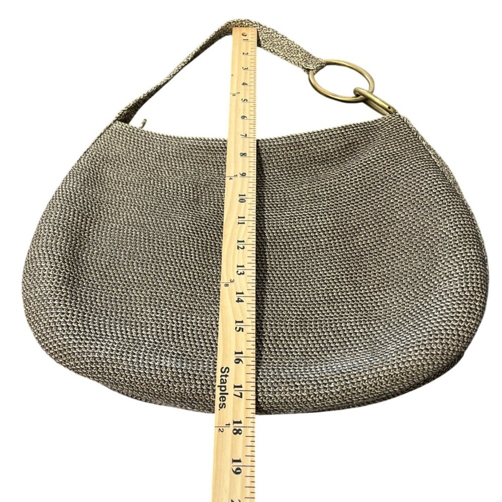 Eric Javits New York Metallic Woven Raffi Hobo Bag Brown with Gold-Ring Detail - Picture 7 of 7